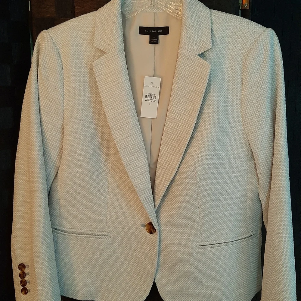 NWT Ann Taylor $169 Knit Twill Newbury Blazer in Texture, Size 8, Style # 607645 - Picture 3 of 11